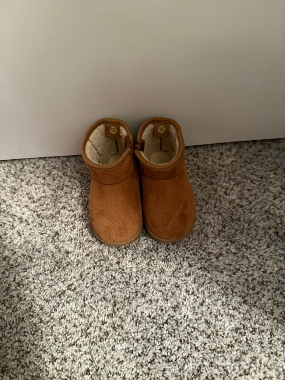 Kids Tan Suede-Look Cozy Lined Boots